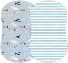 Load image into Gallery viewer, Watercolor Airplanes, Bassinet Sheets (2-Pack)