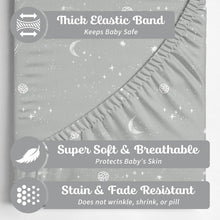 Load image into Gallery viewer, Galaxy, Moon &amp; Stars, Bassinet Sheets (2-Pack)