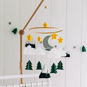 Starry Woodland Night, Baby Crib Mobile (Evergreen, Long Version)