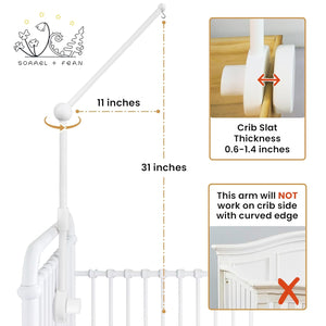 Baby Crib Mobile Arm Holder [White]