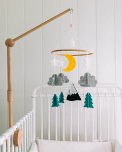 Starry Woodland Night, Baby Crib Mobile (Mint w/ Garland)