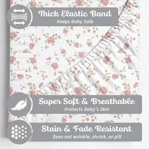 Juliette Pink Floral, Baby Crib Sheets (2-Pack)