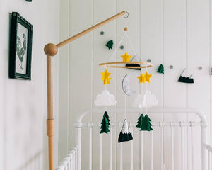 Starry Woodland Night, Baby Crib Mobile (Evergreen, Short Version)