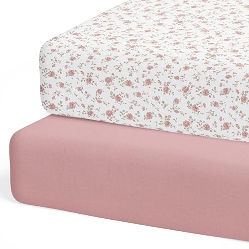 Juliette Pink Floral, Baby Crib Sheets (2-Pack)