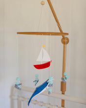 Load image into Gallery viewer, Whale, Sailboat and Ocean, Baby Crib Mobile