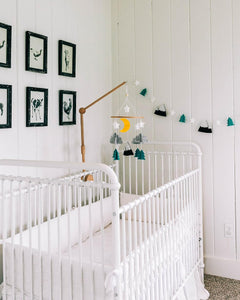 Starry Woodland Night, Baby Crib Mobile (Mint)