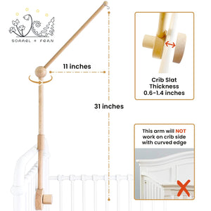 Natural Beech Wooden Baby Mobile Arm Holder