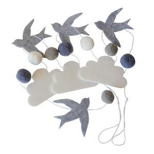 Birds in The Clouds w/Garland, Baby Crib Mobile