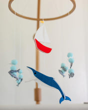 Load image into Gallery viewer, Whale, Sailboat and Ocean, Baby Crib Mobile