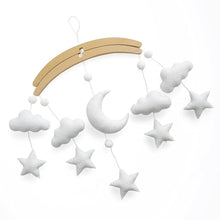 Load image into Gallery viewer, Natural Beech Wooden Baby Mobile Arm Holder with Moon &amp; Stars Mobile (Bundle)