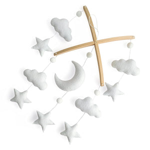 Natural Beech Wooden Baby Mobile Arm Holder with Moon & Stars Mobile (Bundle)