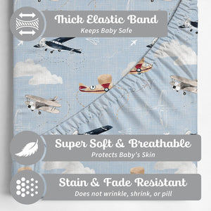 Watercolor Airplanes and Clouds Changing Pad Covers (2-Pack)