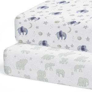 Scandinavian Galaxy with Elephant Crib Sheets (2-Pack)