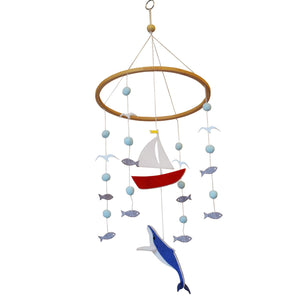 Whale, Sailboat and Ocean, Baby Crib Mobile