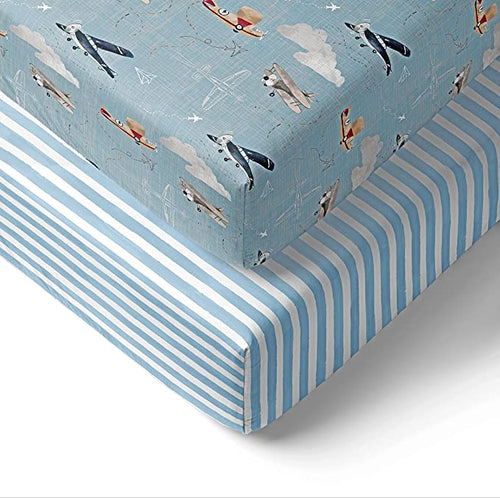 Airplanes & Clouds, Baby Crib Sheets (2-Pack)