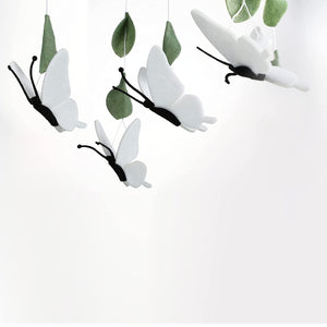 White Butterflies, Baby Crib Mobile