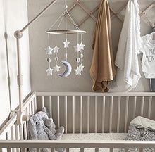 Load image into Gallery viewer, Moon &amp; Stars, Baby Crib Mobile (Grey, White &amp; Cream)