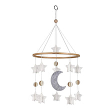 Load image into Gallery viewer, Moon &amp; Stars, Baby Crib Mobile (Grey, White &amp; Cream)