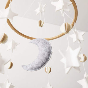 Moon & Stars, Baby Crib Mobile (Grey, White & Cream)