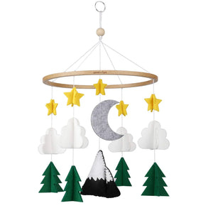 Starry Woodland Night, Baby Crib Mobile (Evergreen, Short Version w/ Garland)