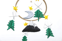 Load image into Gallery viewer, Starry Woodland Night, Baby Crib Mobile (Evergreen, Short Version w/ Garland)
