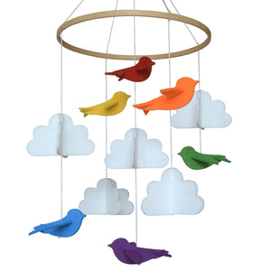 Rainbow Birds in the Clouds, Baby Crib Mobile