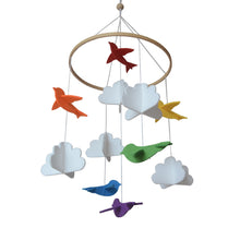 Load image into Gallery viewer, Rainbow Birds in the Clouds, Baby Crib Mobile