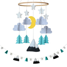 Load image into Gallery viewer, Starry Woodland Night, Baby Crib Mobile (Mint w/ Garland)