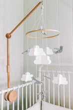 Load image into Gallery viewer, Grey Birds in the Clouds, Baby Crib Mobile