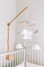 Load image into Gallery viewer, Grey Birds in the Clouds, Baby Crib Mobile